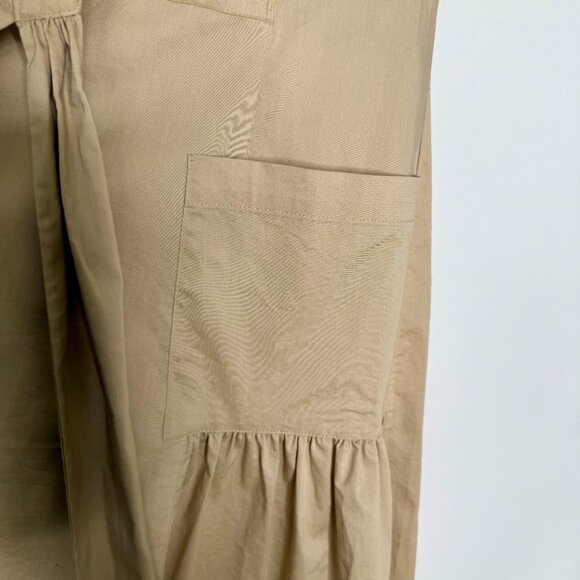 BOSTON PROPER | Khaki Poplin Wrap A-Line Dress - 4 - Picture 5 of 13